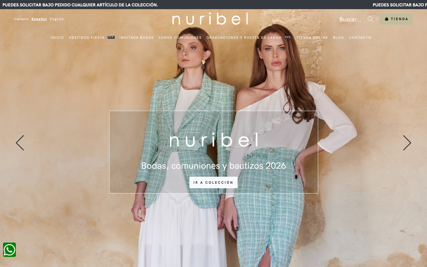 Captura de pantalla de la home de Nuribel