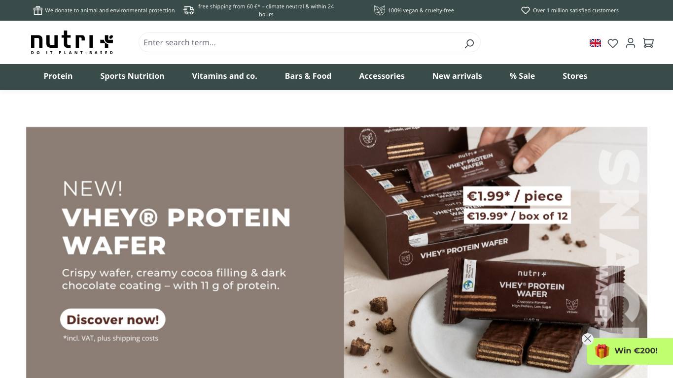 Captura de pantalla de la home de nutri+