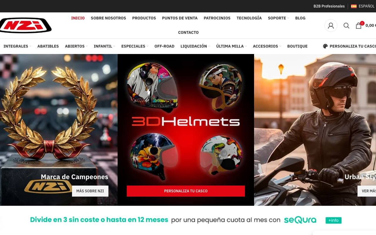 Captura de pantalla de la home de NZI