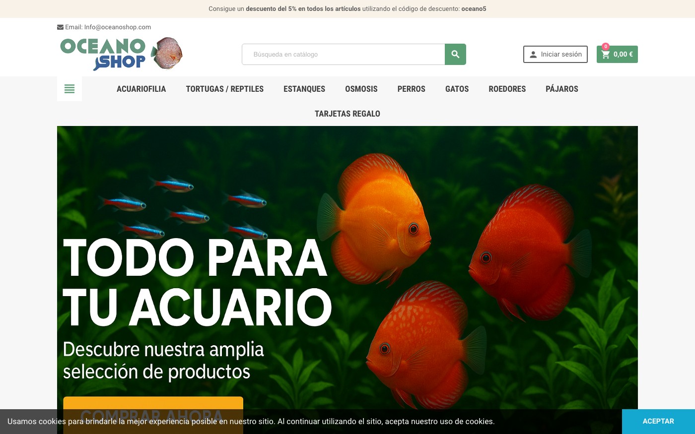 Captura limpia de la home oficial de Oceanoshop