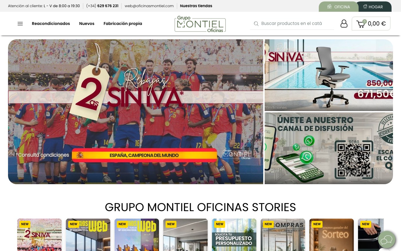 Captura limpia de la home oficial de Oficinas Montiel