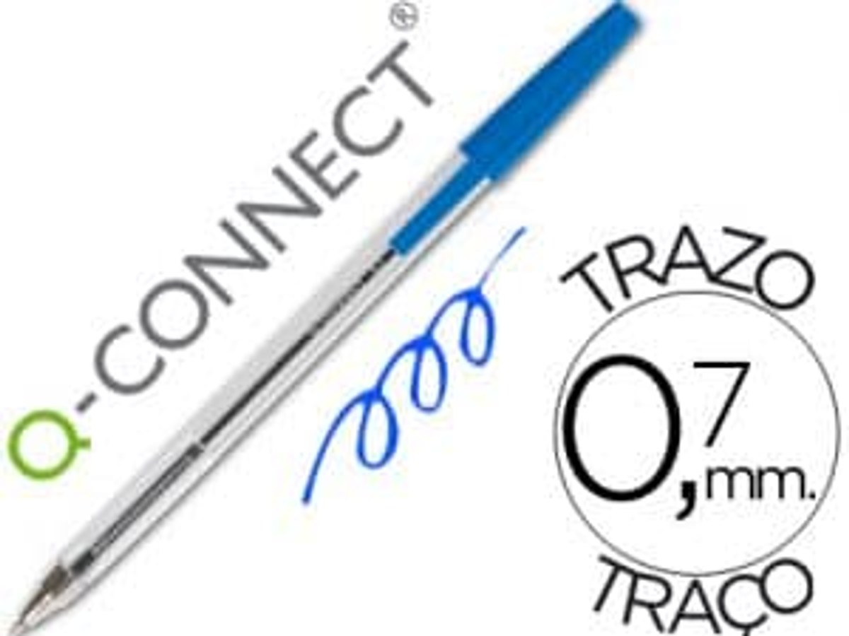 Bolígrafo Q-Connect transparente azul