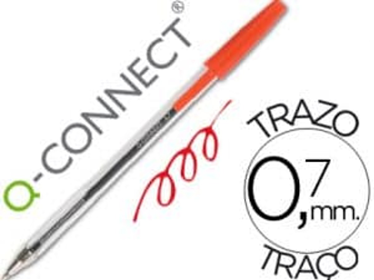 Bolígrafo Q-Connect transparente rojo