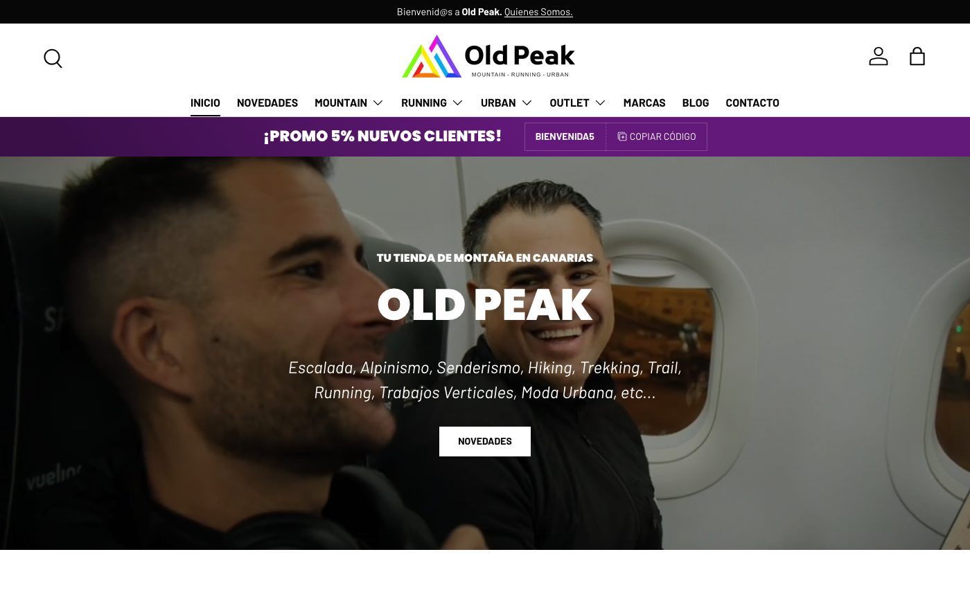 Captura limpia de la home oficial de Old Peak