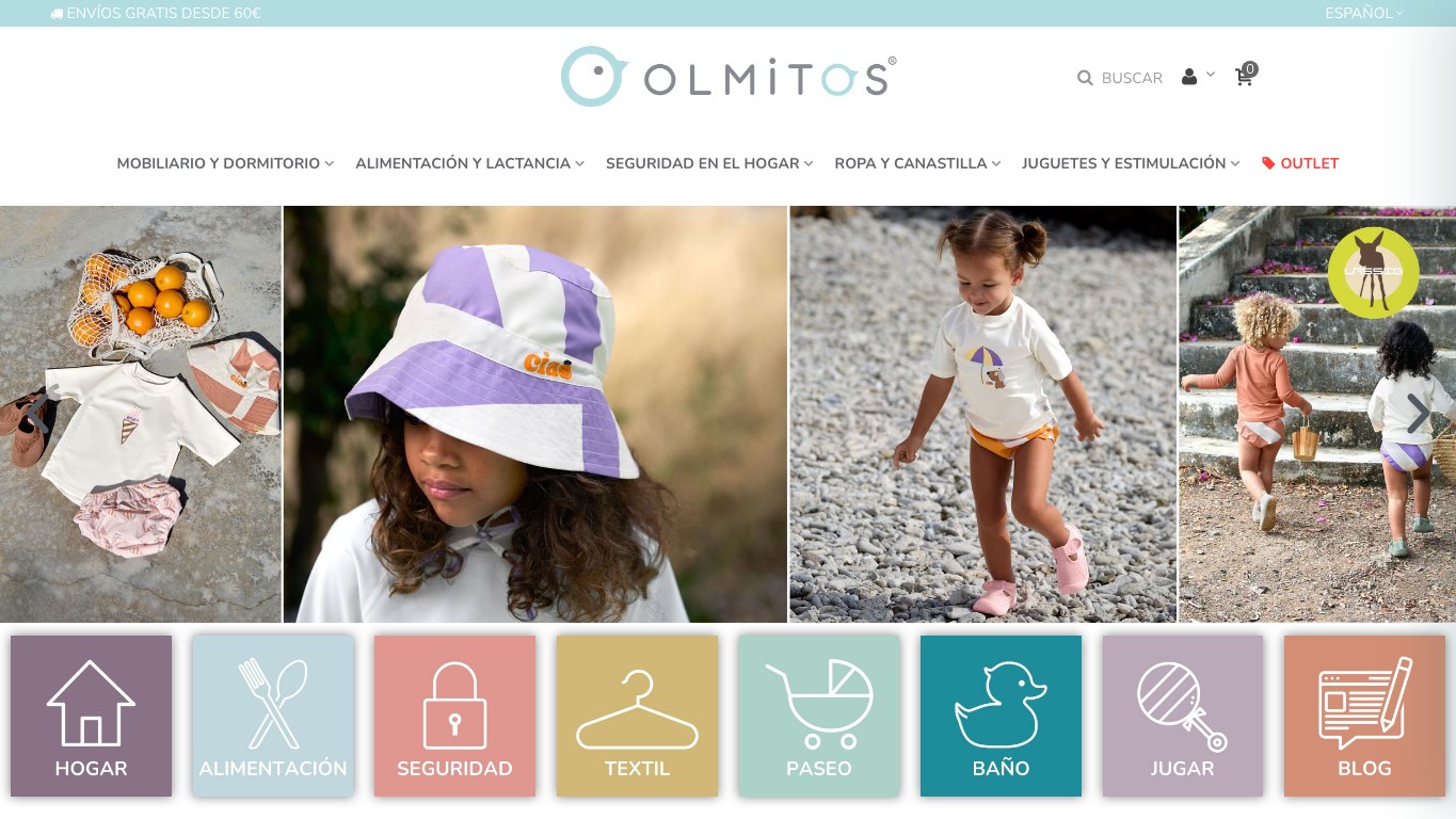 Captura de pantalla de la home de Olmitos
