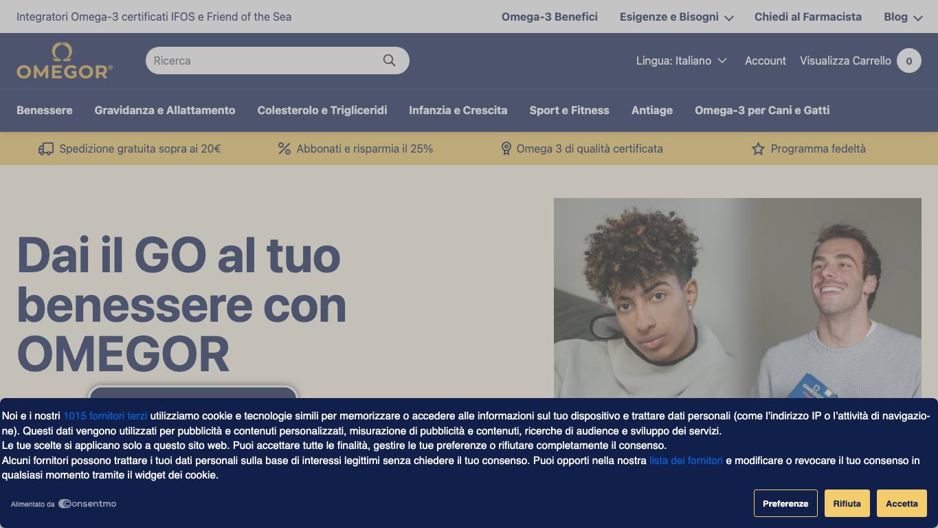 Captura de pantalla de la home de Omegor