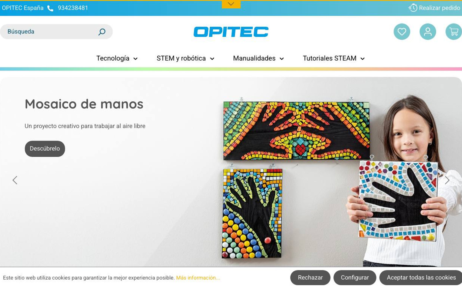 Captura de pantalla de la home de Opitec