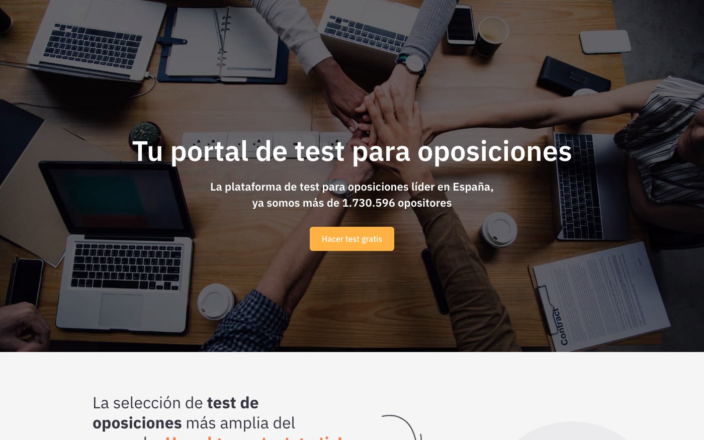 Captura limpia de la home oficial de OpositaTest