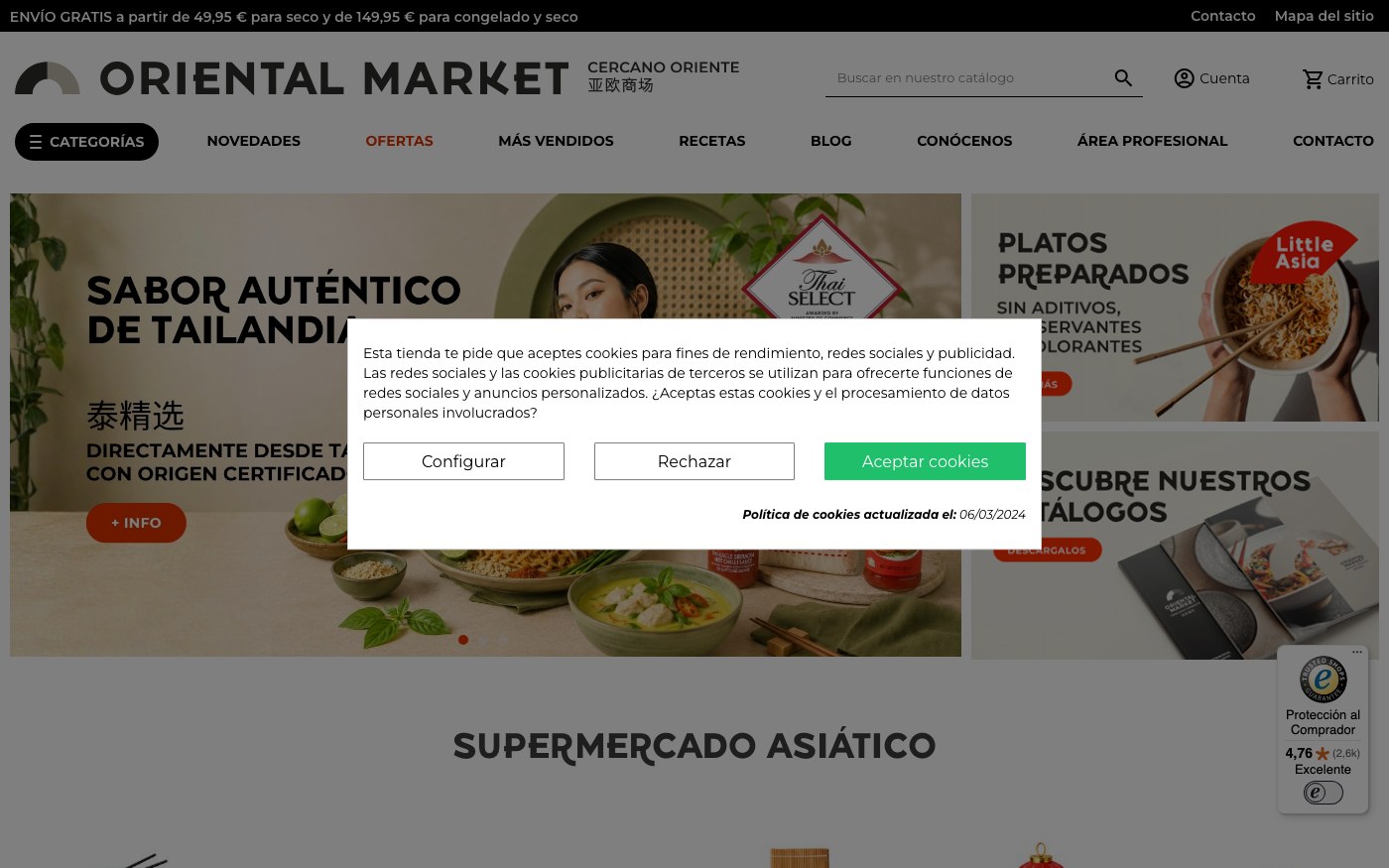 Captura limpia de la home oficial de Oriental Market