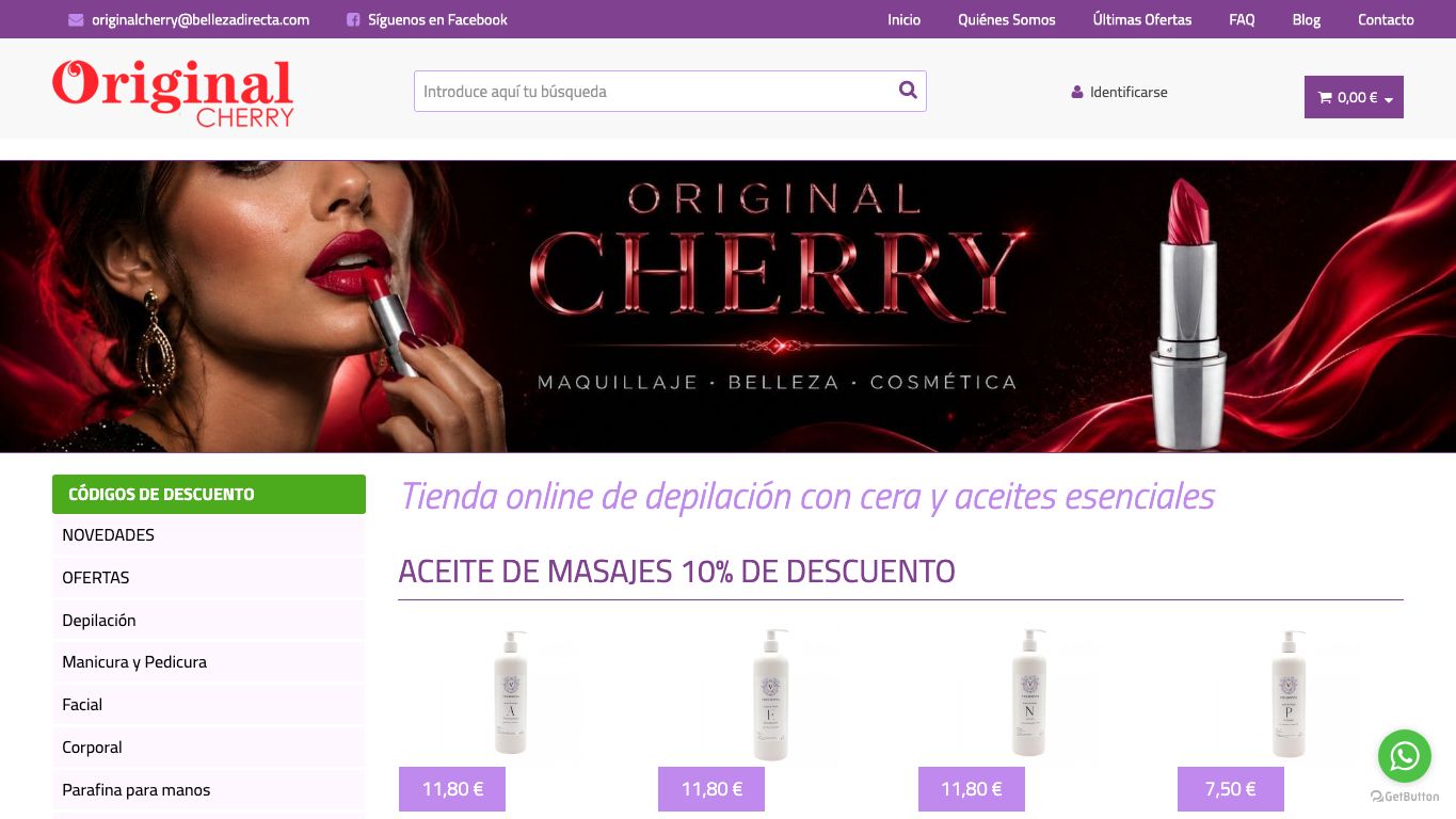 Captura real de la home de Original Cherry