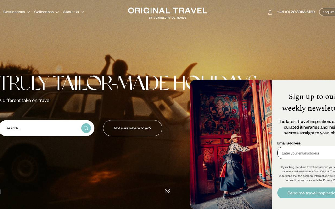 Captura limpia de la home oficial de Original Travel
