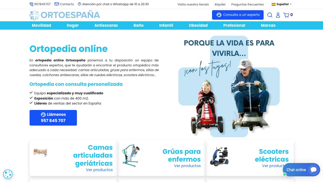 Captura de pantalla de la home de Ortoespaña