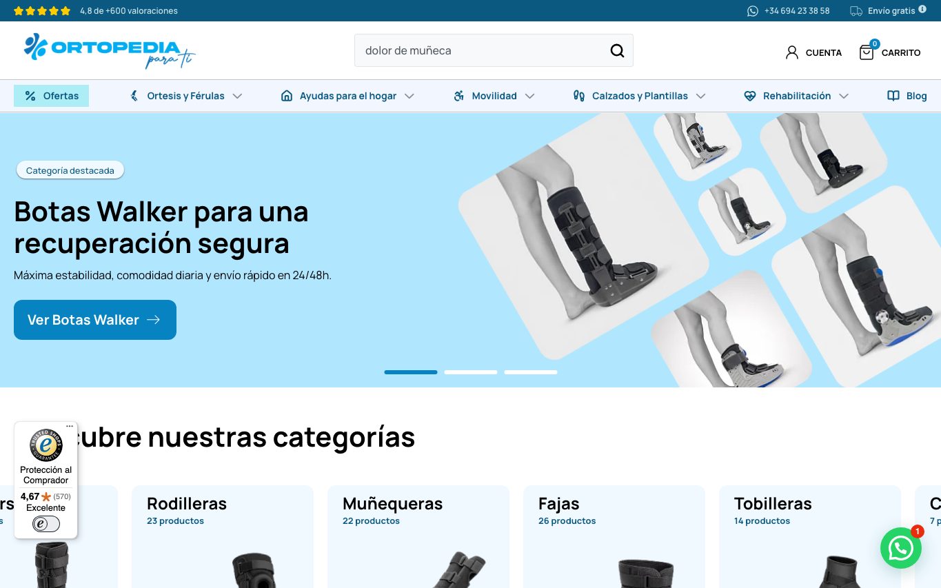 Página de inicio de Ortopedia Para Ti