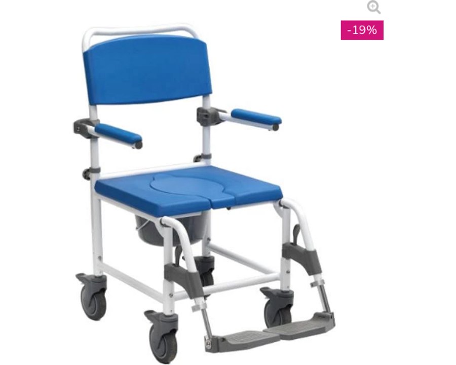 Silla para ducha y WC de aluminio con cubeta y ruedas
