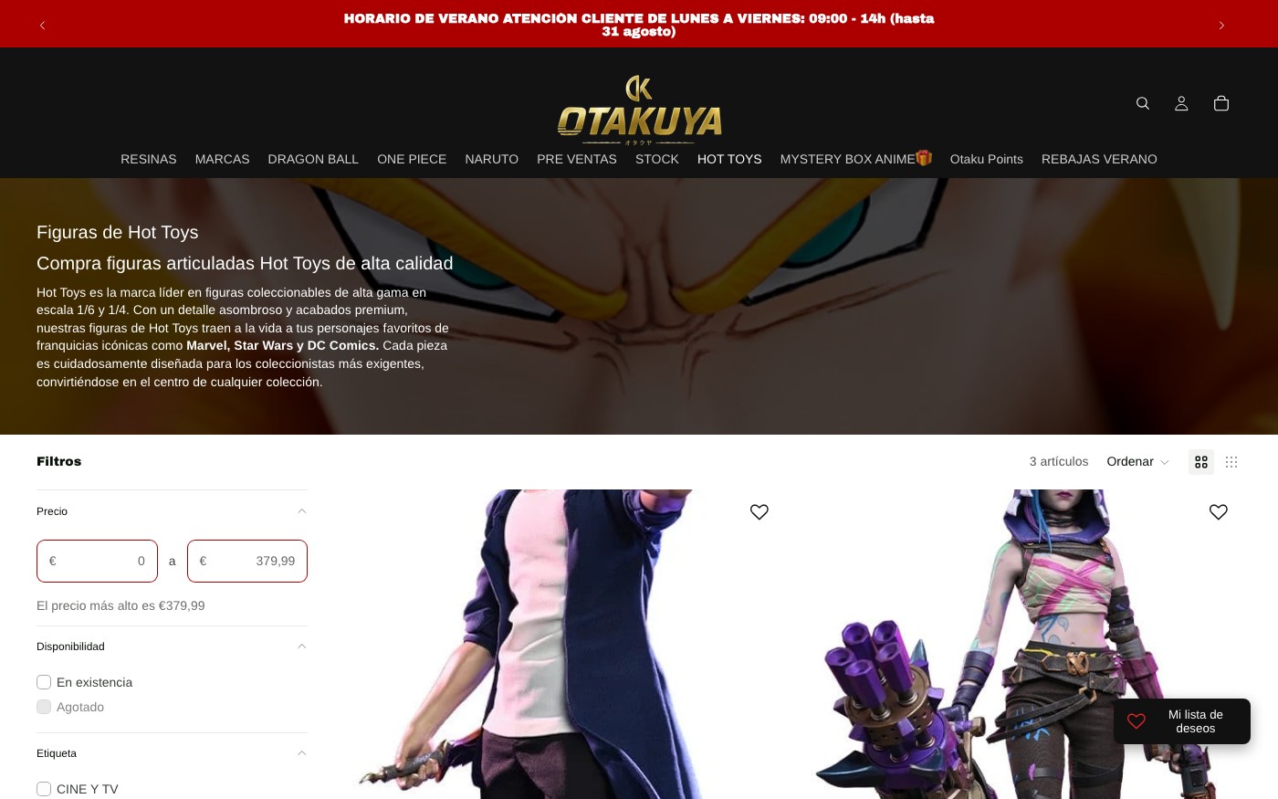 Captura de pantalla de la home de Otakuya