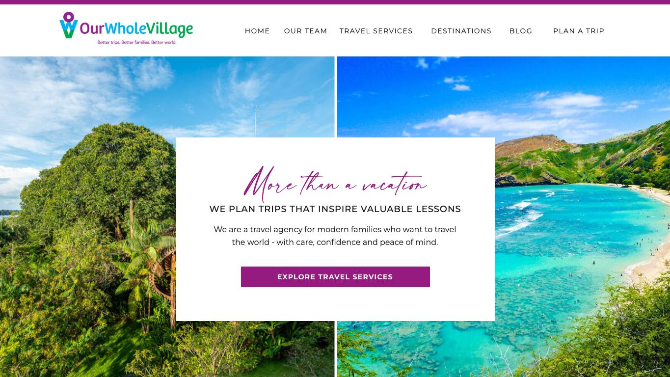 Captura de pantalla de la home de Our Whole Village