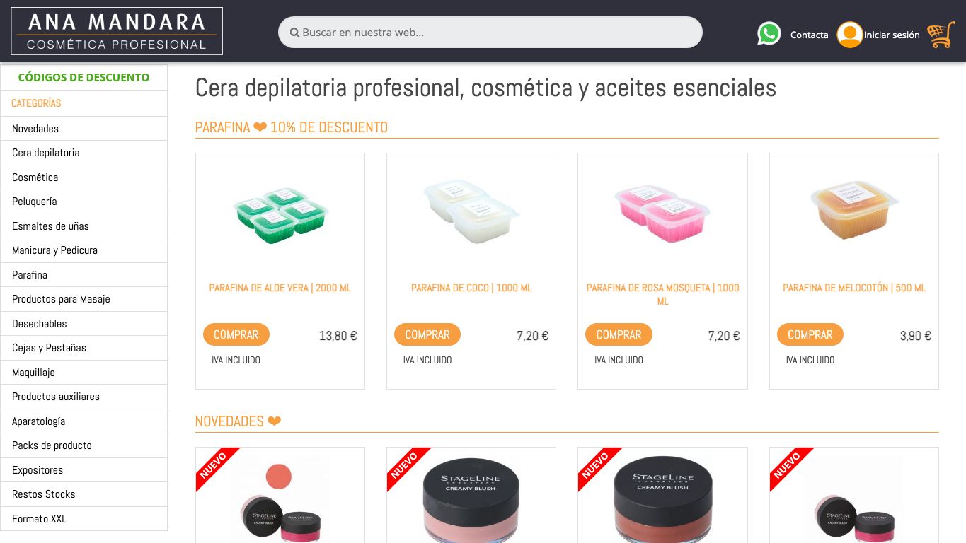 Captura real de la home de Outlet Mandara