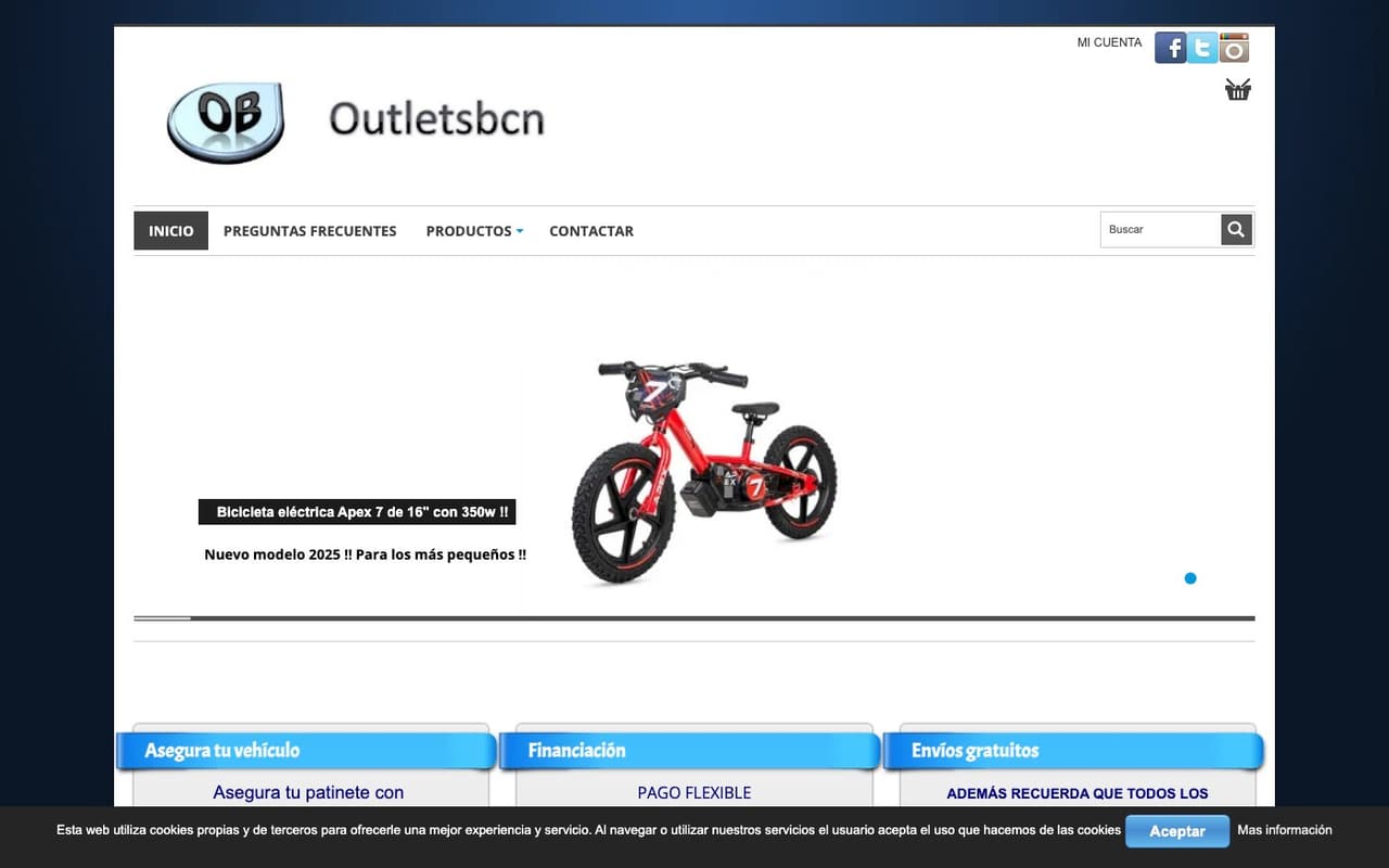 Captura limpia de la home oficial de OutletsBCN