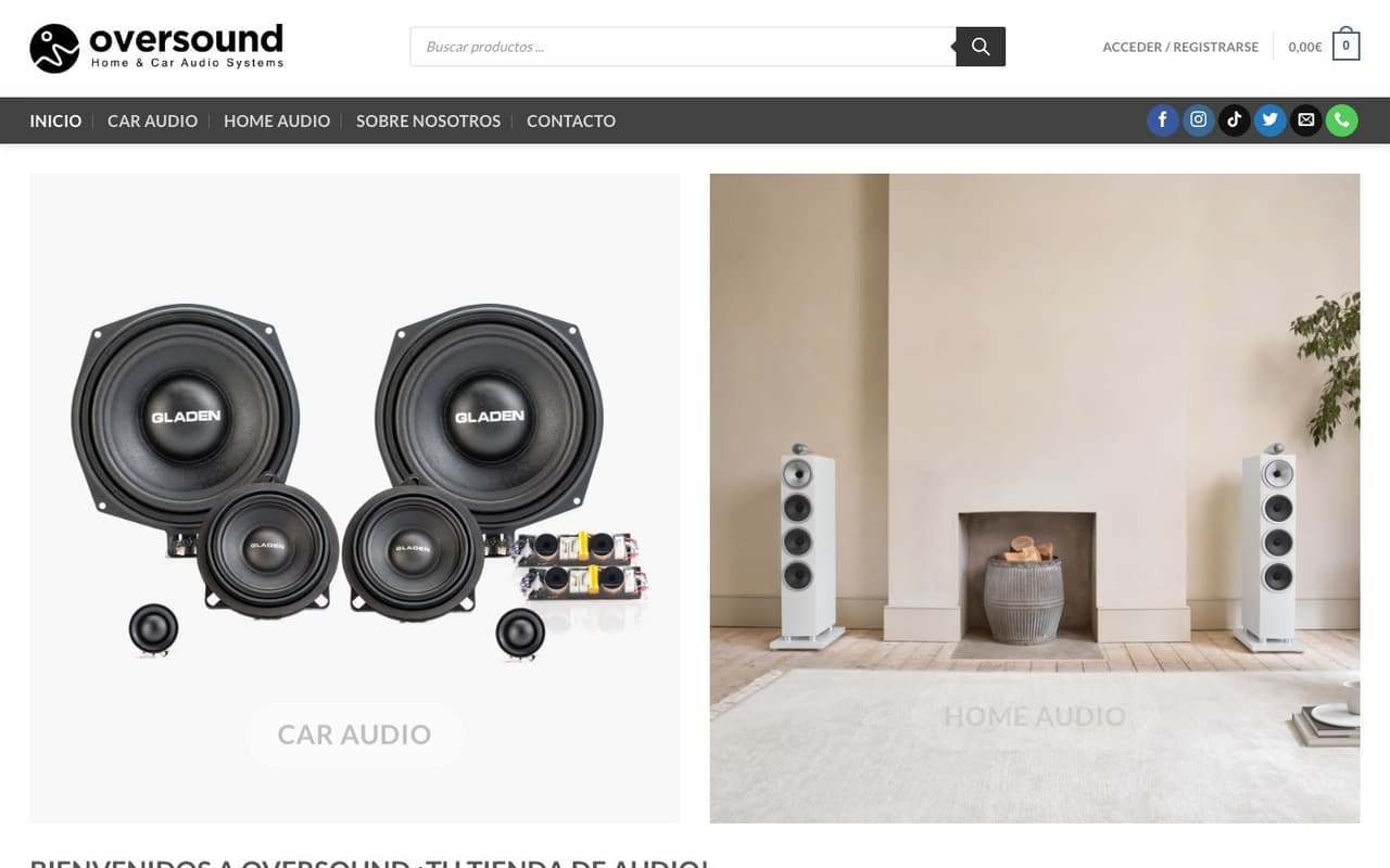 Captura de pantalla de la home de Oversound