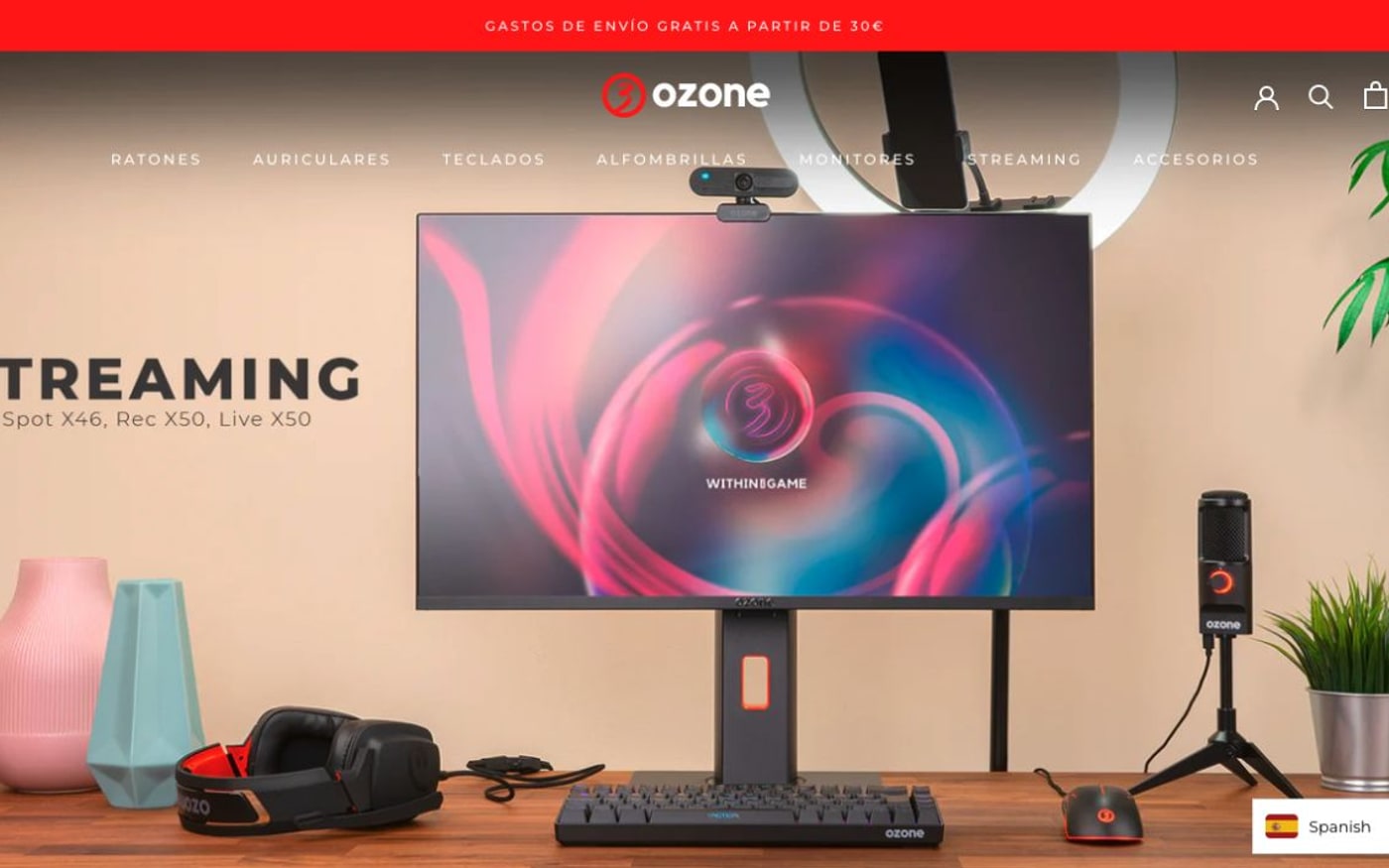 Captura de pantalla de la home de Ozone