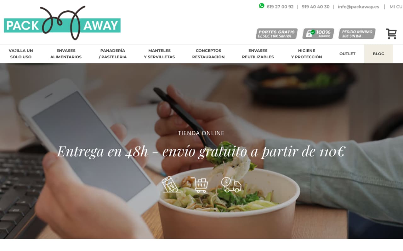 Captura de pantalla de la home de Pack Away