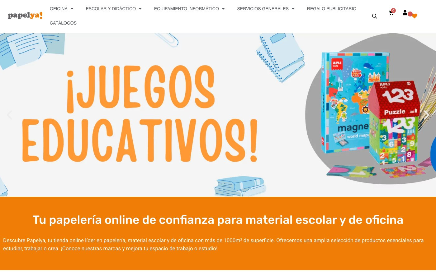 Captura limpia de la home oficial de Papelya