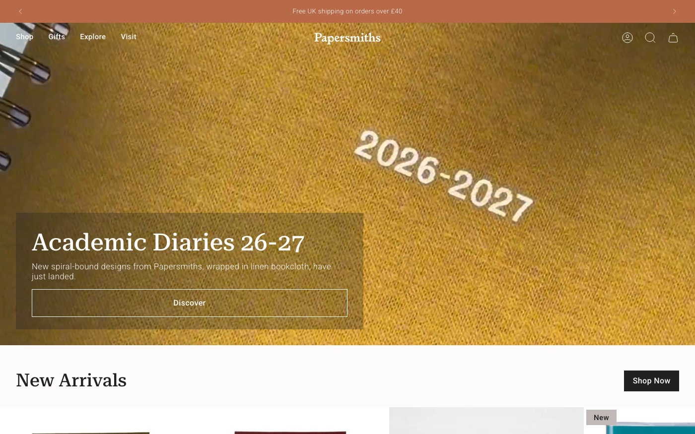 Captura de pantalla de la home de Papersmiths