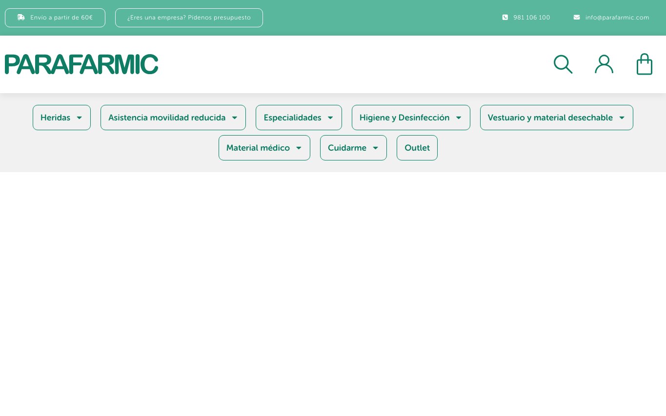 Captura de pantalla de la home de Parafarmic
