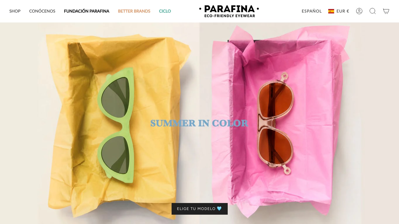Captura real de la home de Parafina