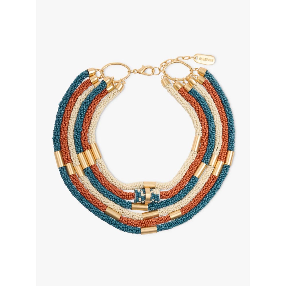 Multicollar tubular maxi con abalorios