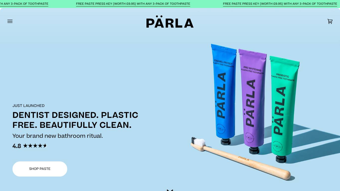 Captura de pantalla de la home de PÄRLA