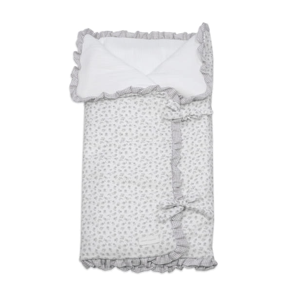 Arrullo y manta Little Bloom Flor Gris