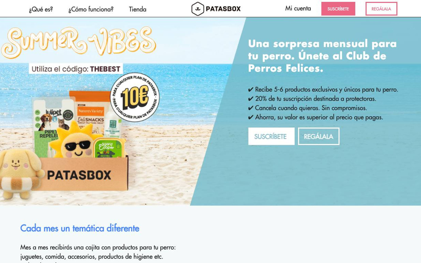Captura limpia de la home oficial de Patasbox