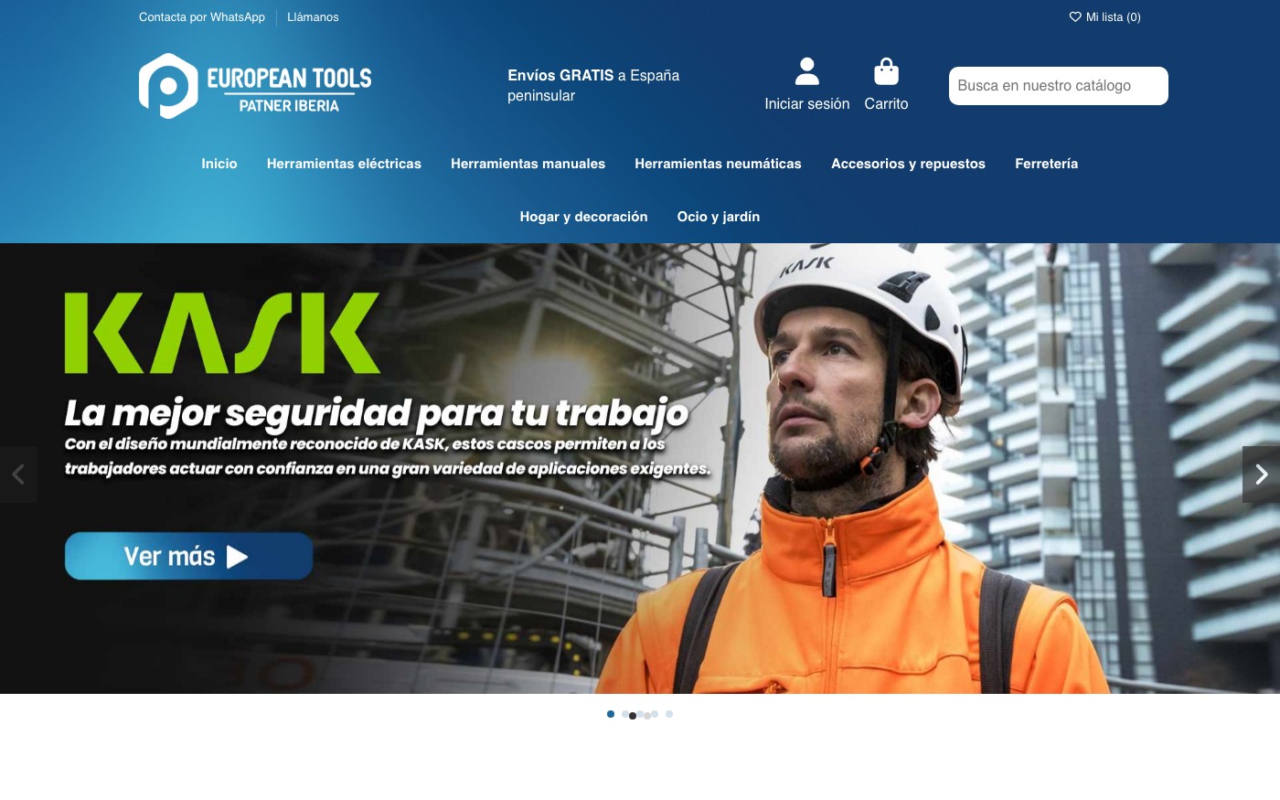 Captura limpia de la home oficial de Patner Iberia