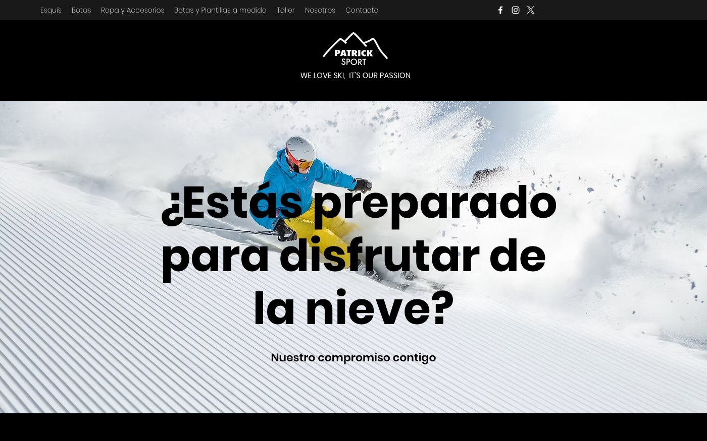 Captura de pantalla de la home de Patrick Sport