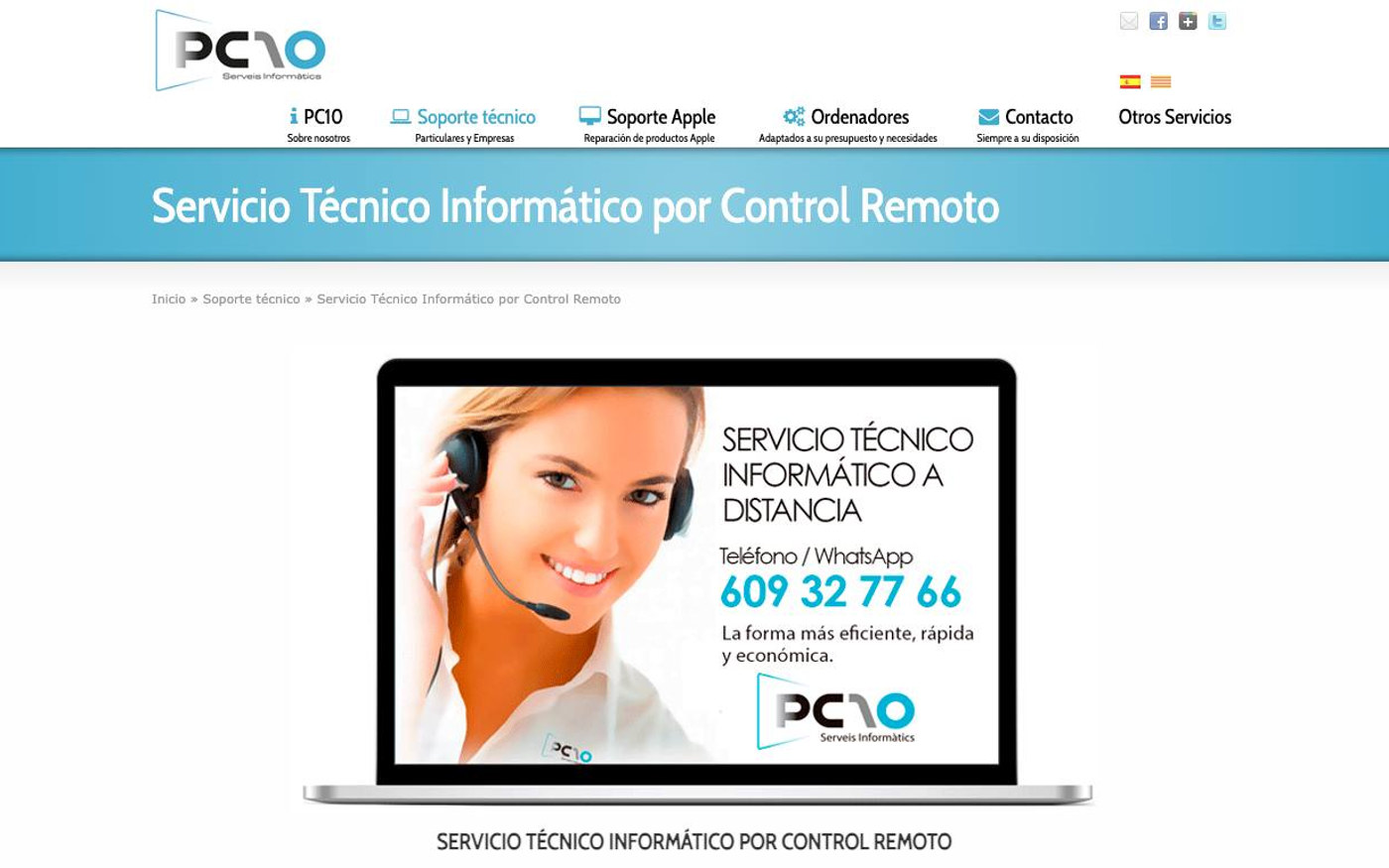 Captura limpia de la home oficial de PC10