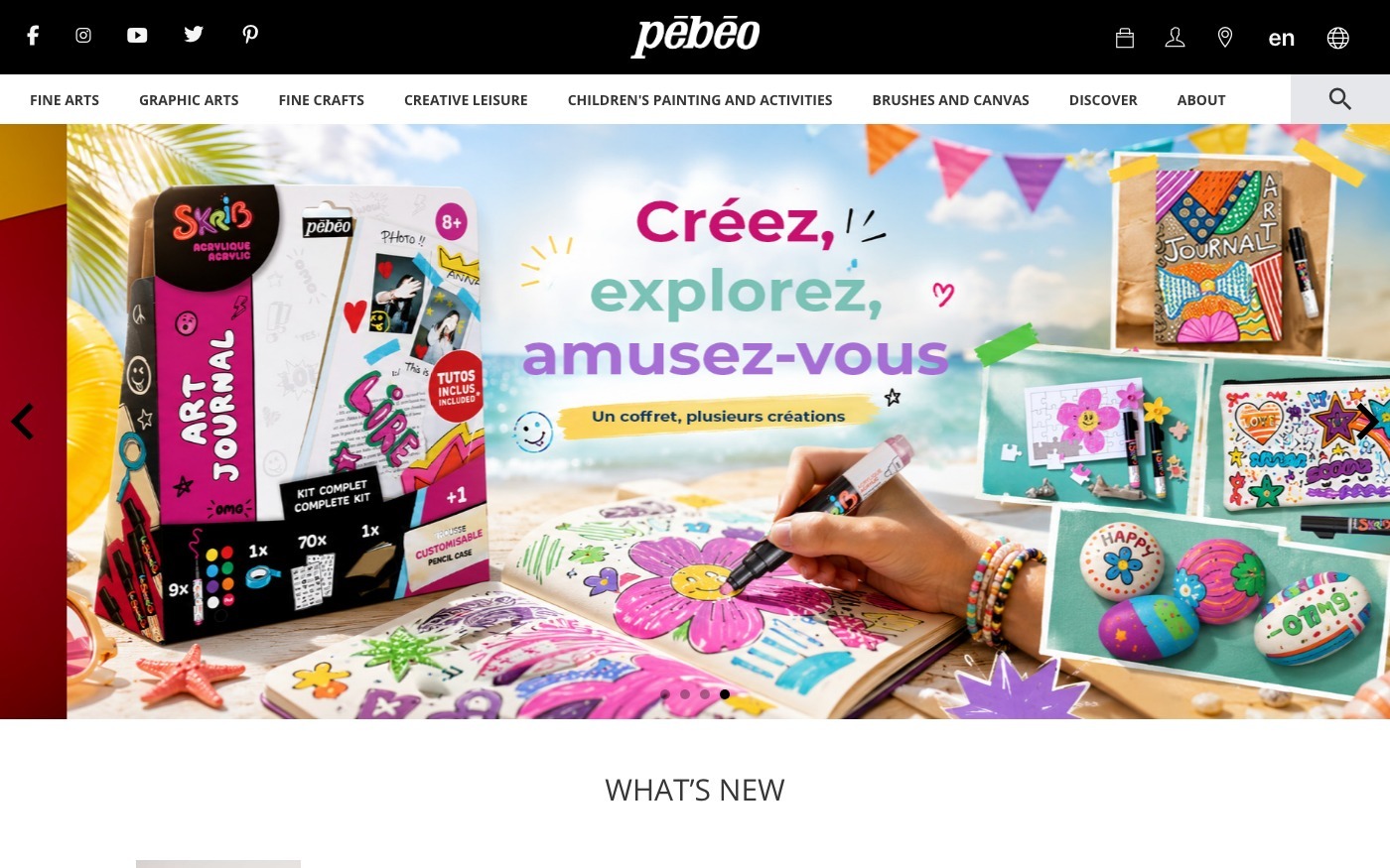Captura limpia de la home oficial de Pébéo