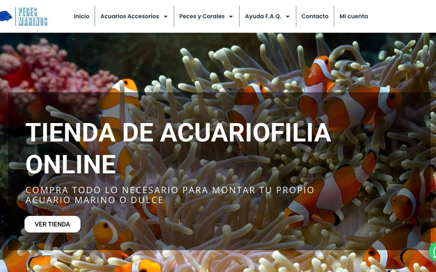 Captura de pantalla de la home de Peces Marinos