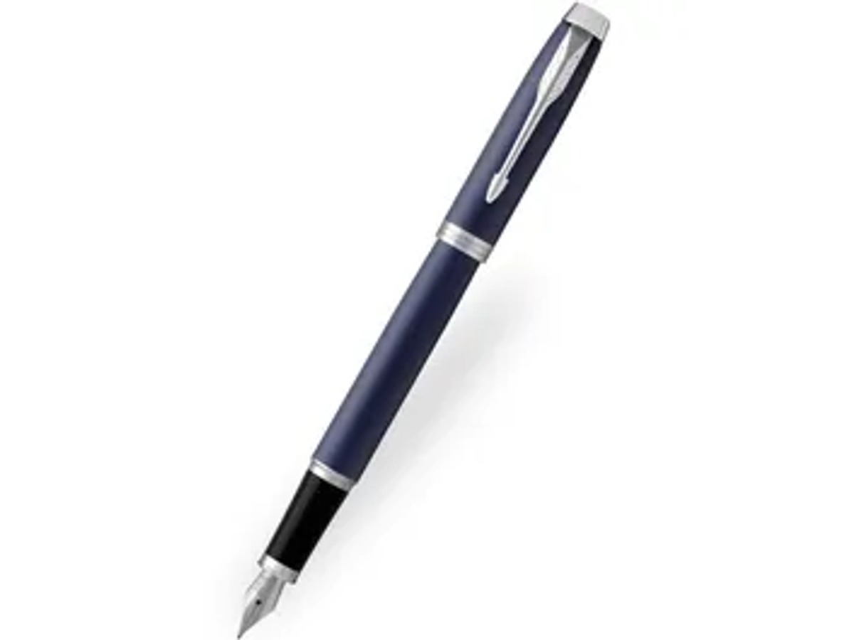 Parker IM Blue Chrome Trim Fountain Pen