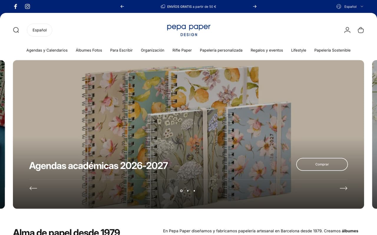 Captura limpia de la home oficial de Pepa Paper