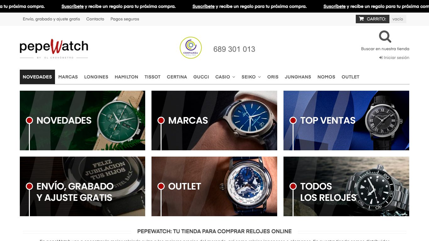 Captura real de la home de PepeWatch