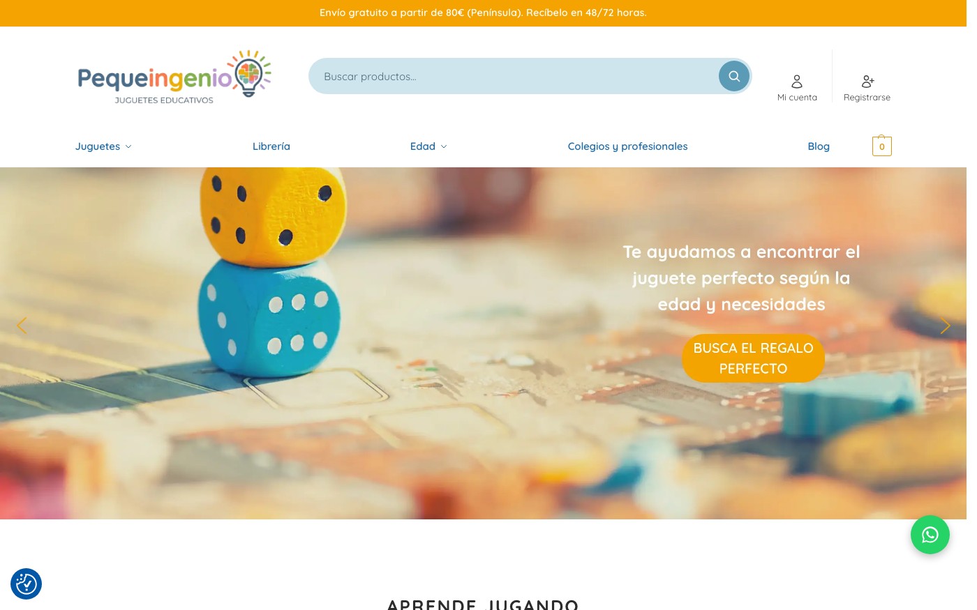 Captura limpia de la home oficial de Pequeingenio