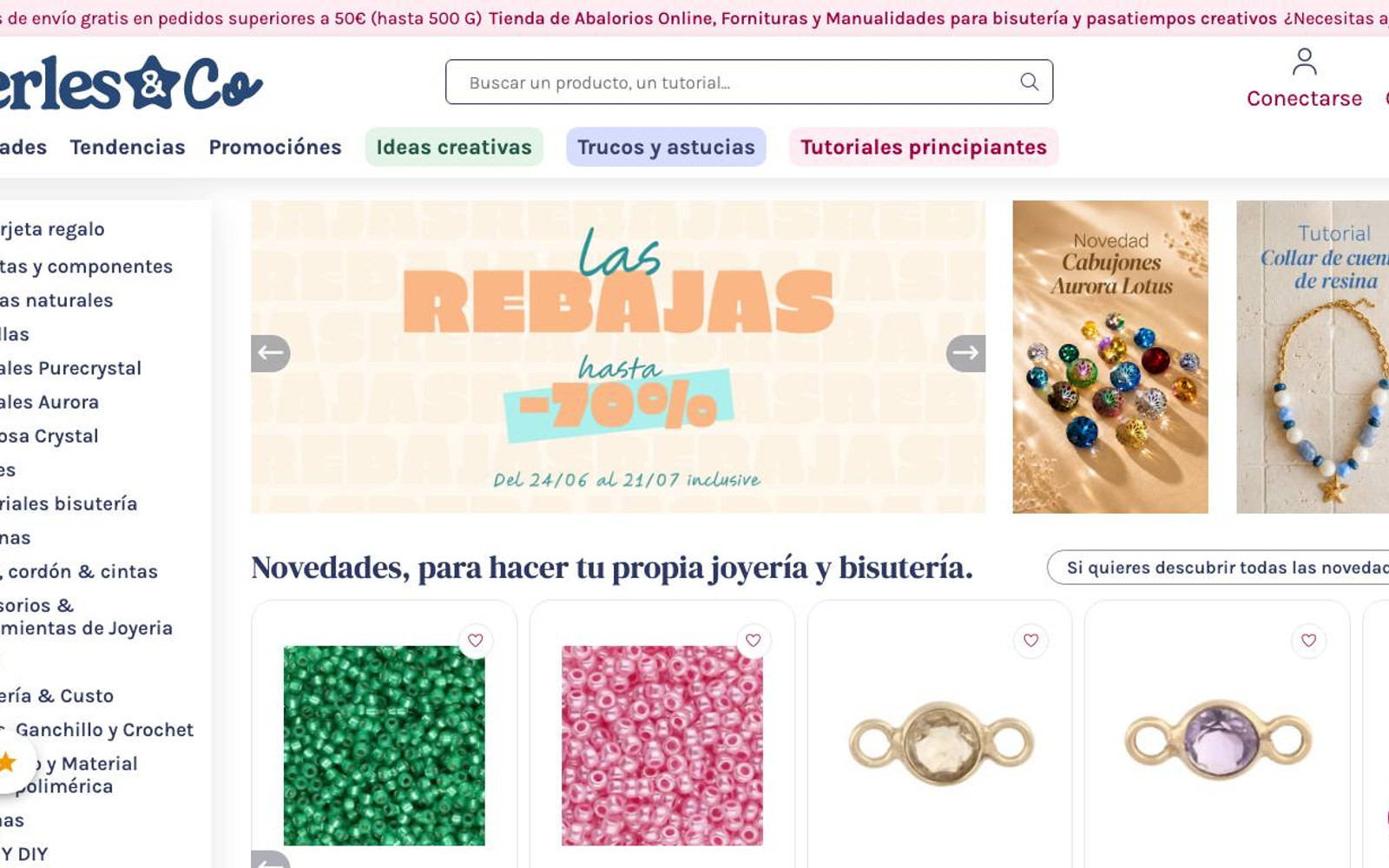 Captura limpia de la home oficial de Perles & Co
