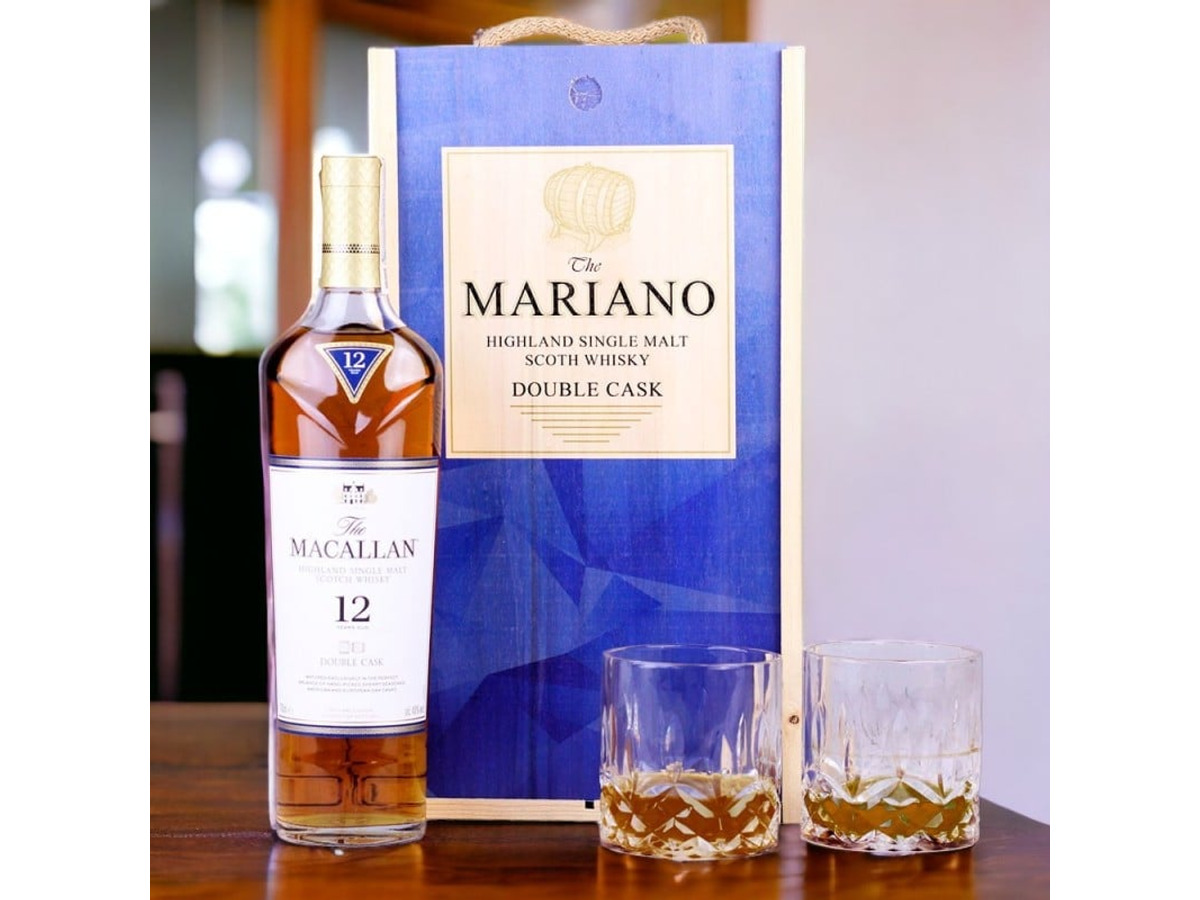 Caja regalo personalizada Macallan con dos vasos
