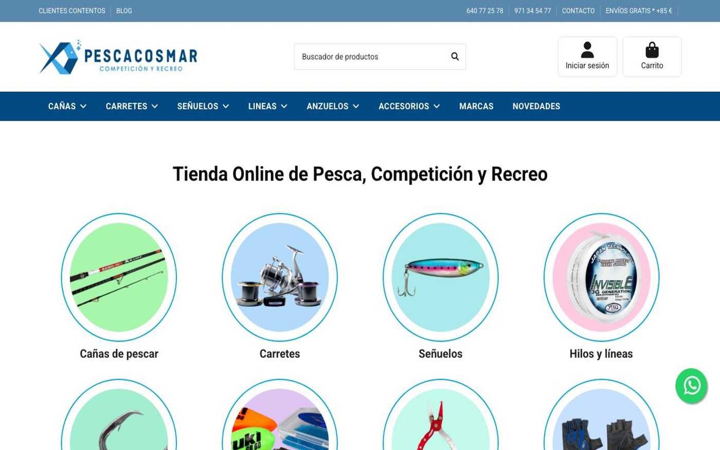 Captura limpia de la página de inicio de Pesca Cosmar
