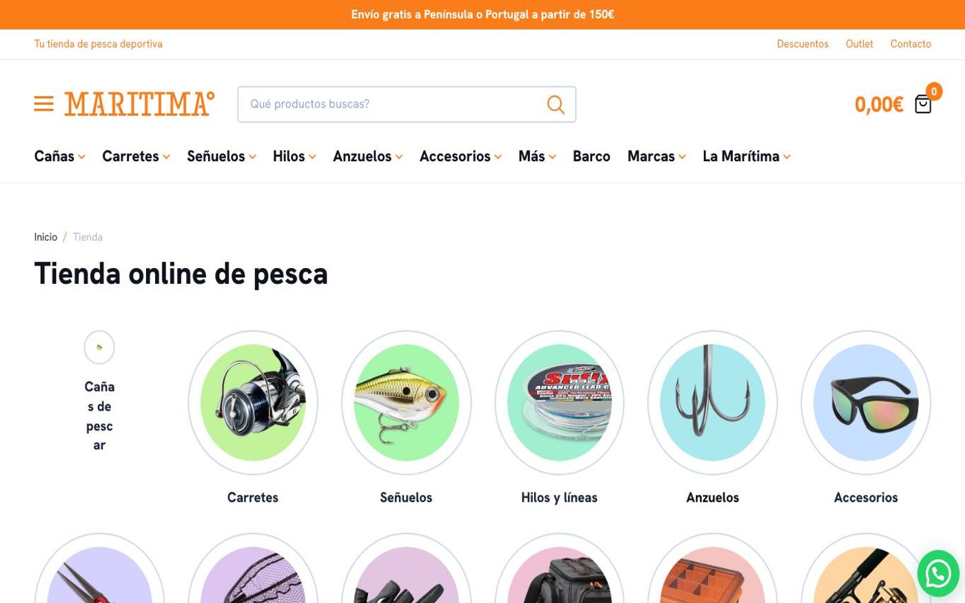 Captura limpia de la página de inicio de Pesca en Valencia