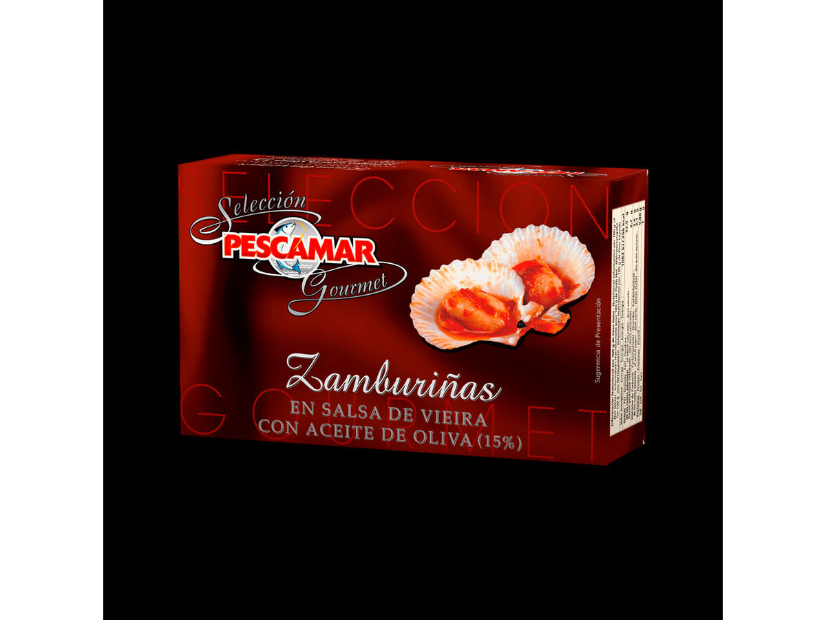 Conserva gourmet zamburillas en salsa de vieira | Tienda PESCAMAR