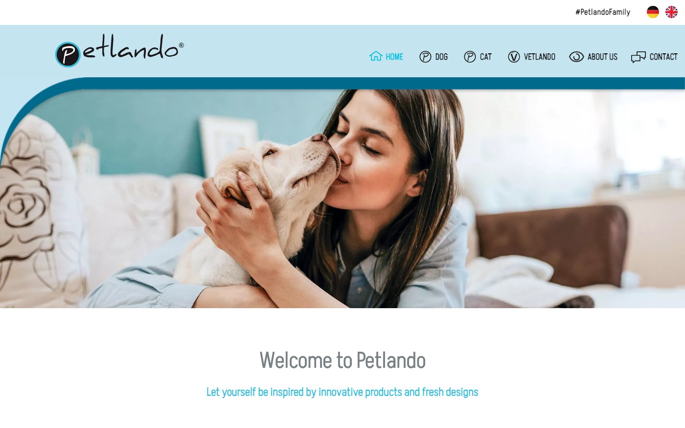 Captura de pantalla de la home de Petlando
