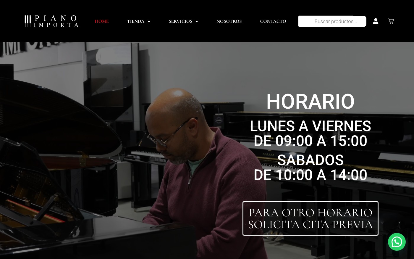 Captura limpia de la home oficial de Piano Importa