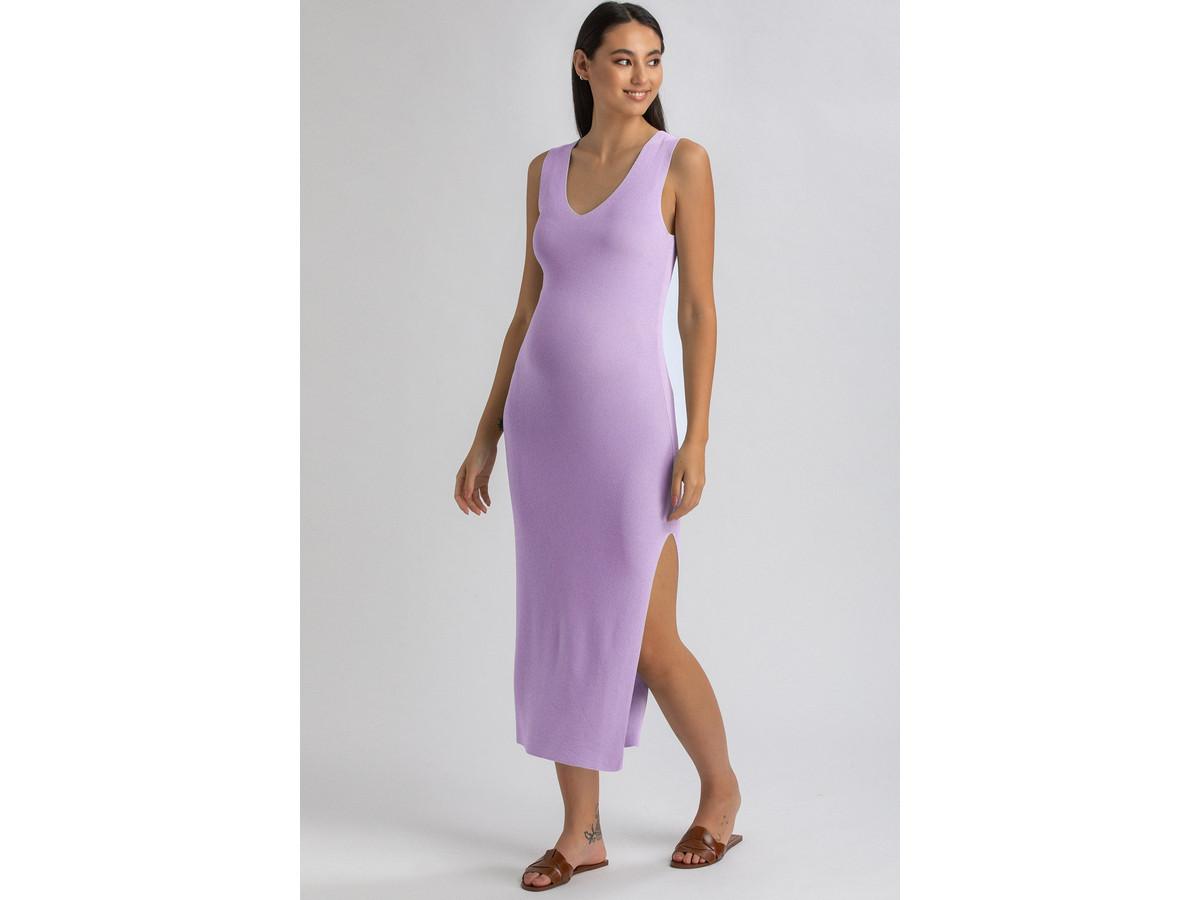 DALIA | Abito Premaman Aderente Viola con Scollo a V